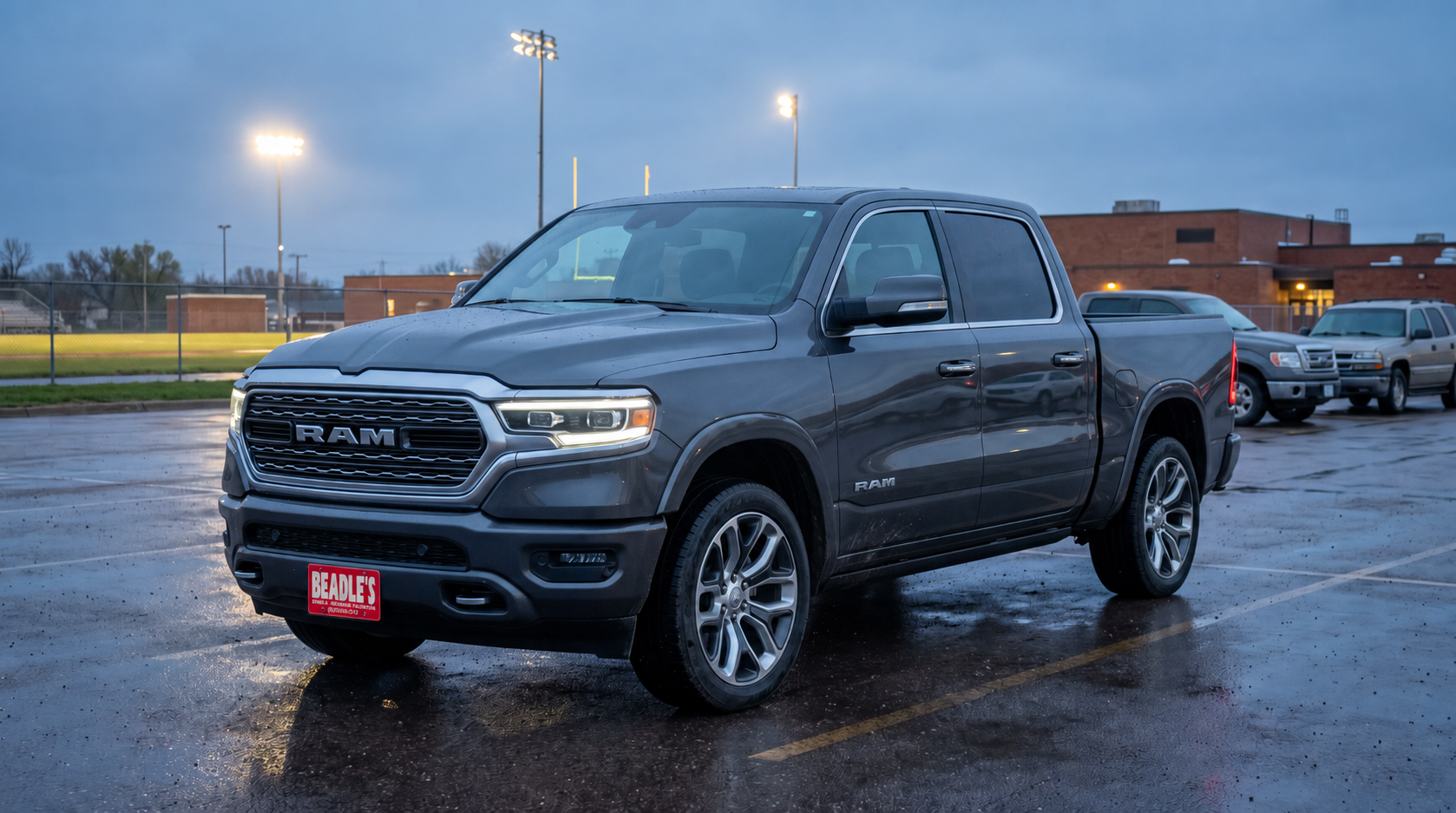2027 Ram 1500 Crew Cab on wet pavement in South Dakota