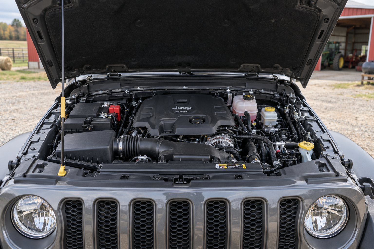Jeep Wrangler 3.6L Pentastar V6 engine bay, at Beadle's Chrysler Center