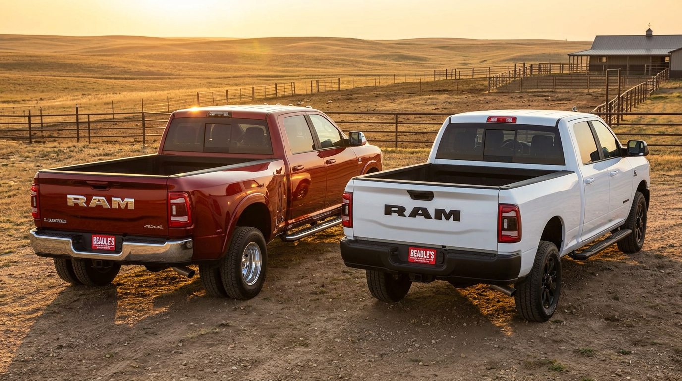 2026 Ram 3500 dually next to Ram 2500 size comparison