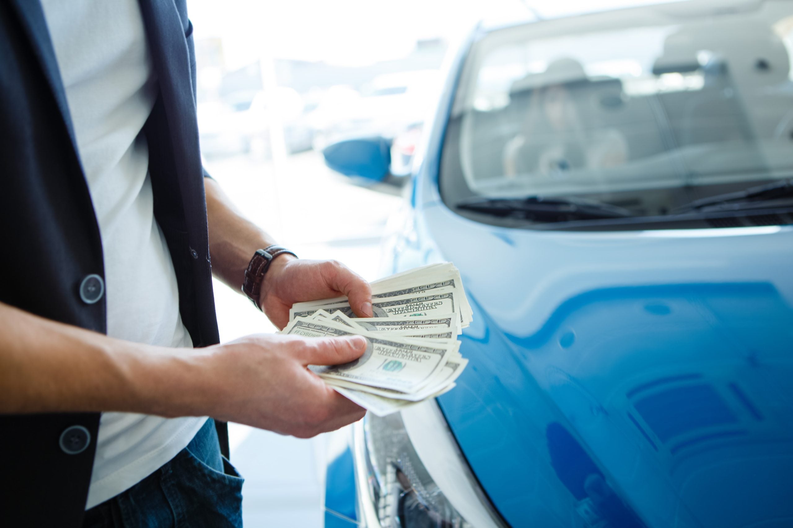 Customer holding cash