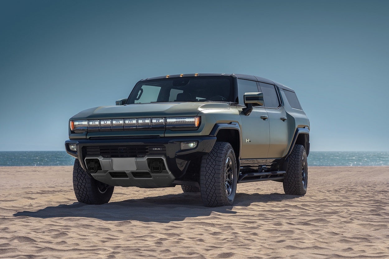 2024-GMC-Hummer-EV-SUV-MoonshotGreen-Beach
