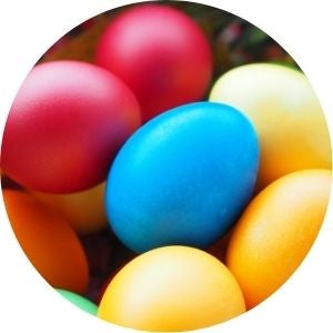 Close Up of Bright Colored Easter Eggs