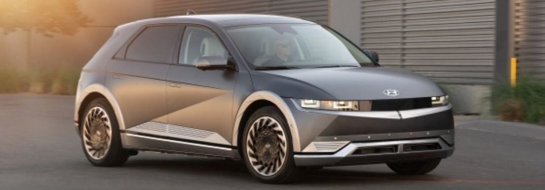 Gray 2022 Hyundai IONIQ 5 Front Exterior in a Parking Lot