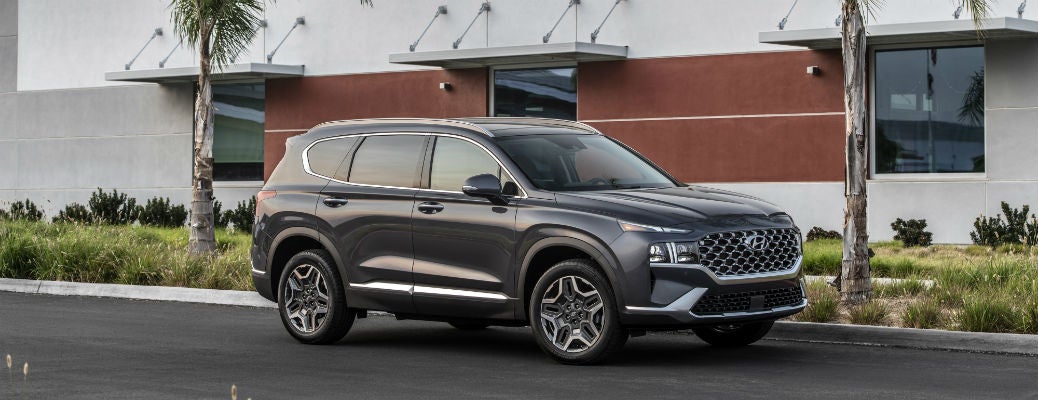 Side view of black 2021 Hyundai Santa Fe