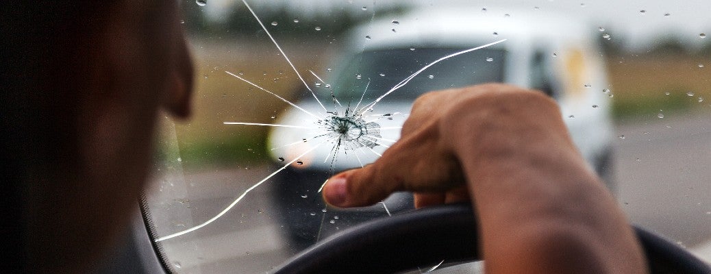 Windshield with crack in it