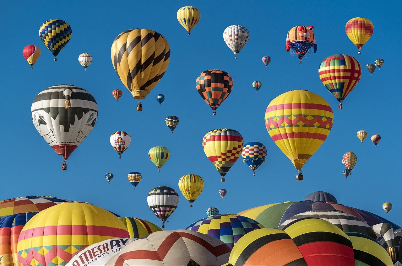 A plethora of hot air balloons in the sky