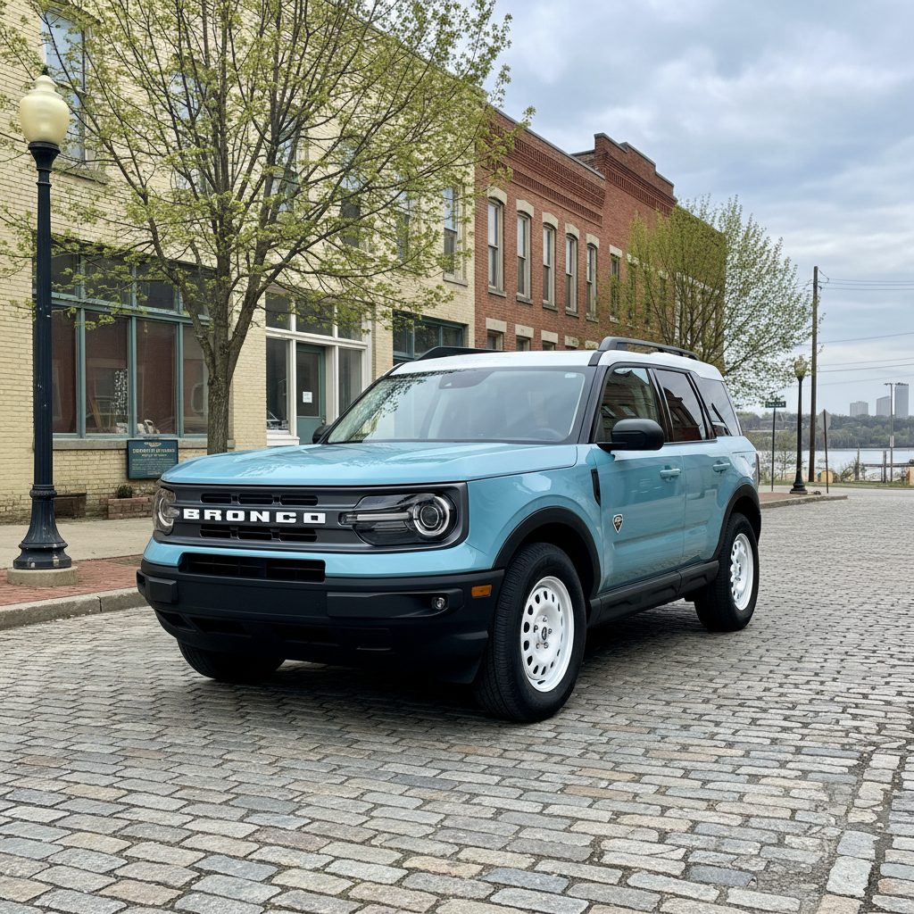 Multiple Bronco Sport trims parked together, showing the variety of colors and wheel designs available for 2026.