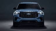 Close up of the modern LED headlight design on the 2026 Explorer