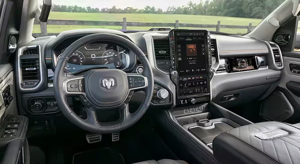 The gray interior in a 2025 Ram 1500.