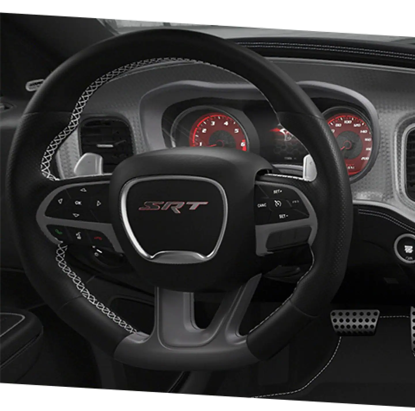 2022 Dodge Charger leather-wrapped steering wheel with vehicle controls