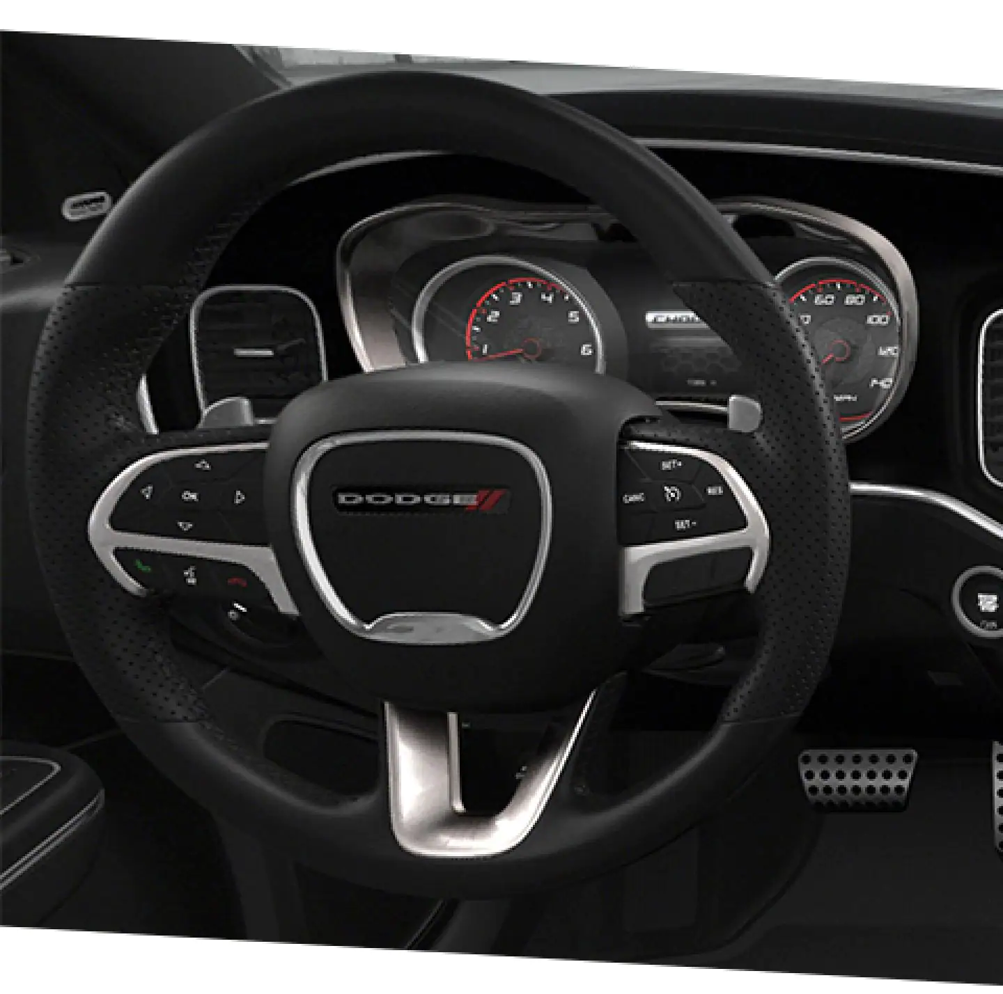 2022 Dodge Charger performance flat-bottom leather wrapped steering wheel