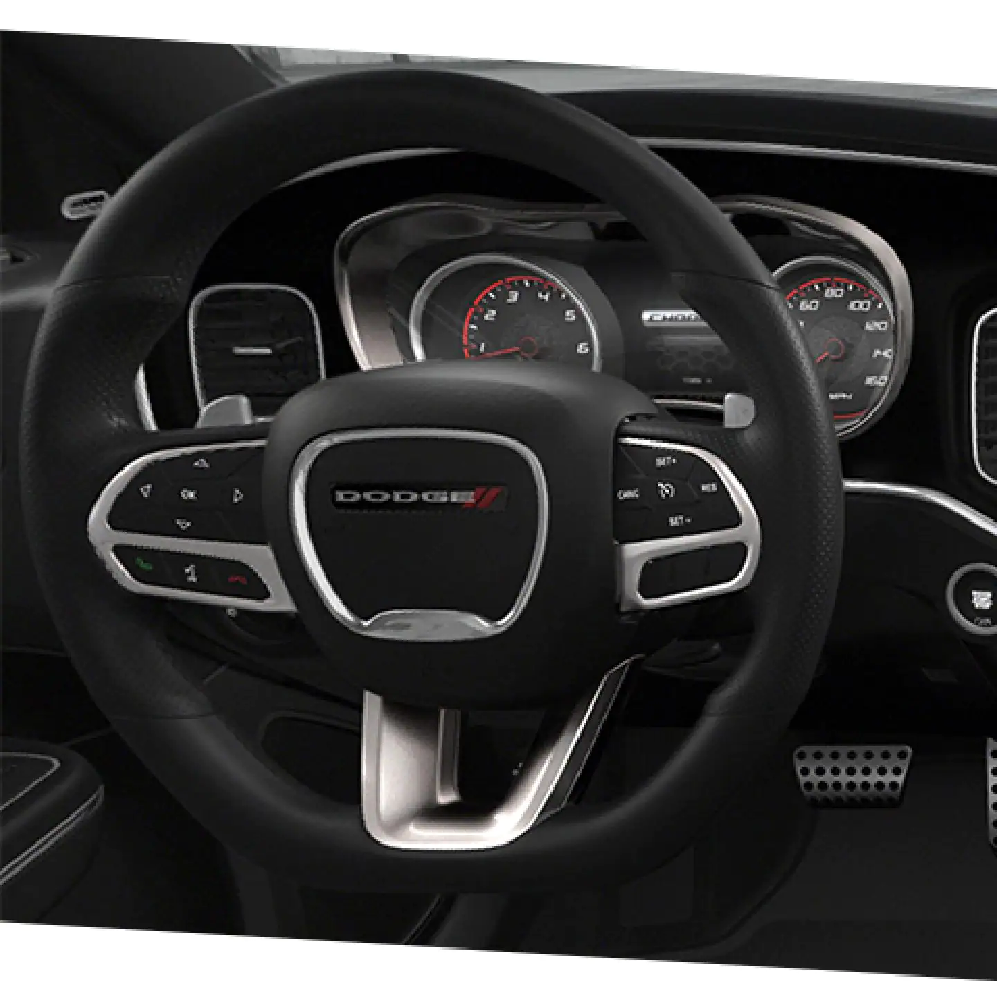 2022 Dodge Charger SRT performance leather-wrapped flat-bottom heated steering wheel