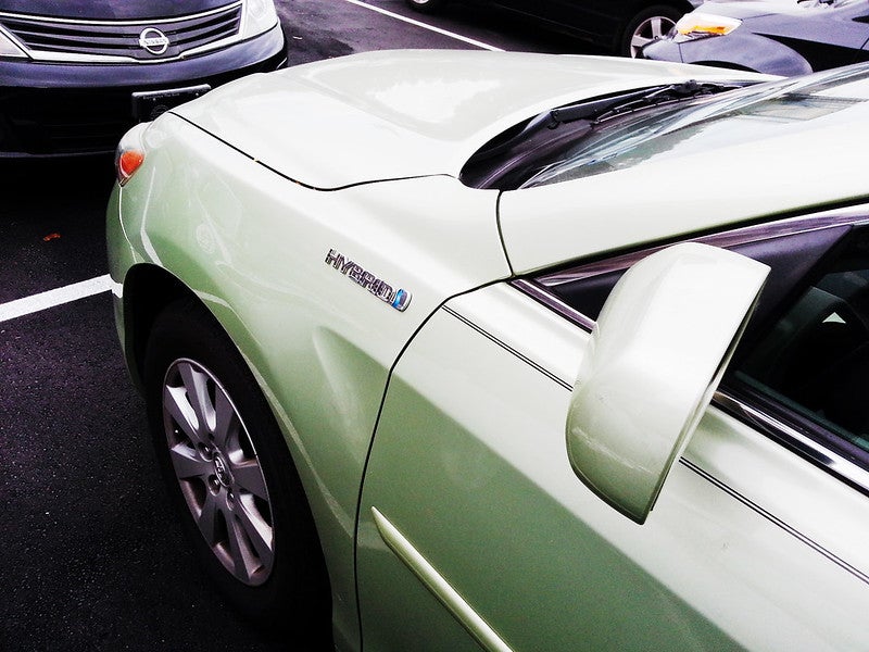 white hybrid electric car