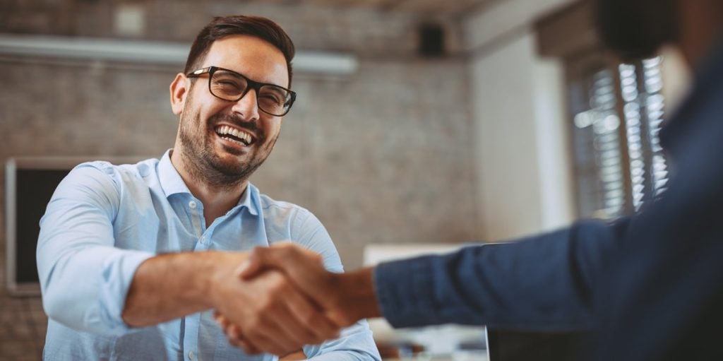 Customer shaking hands