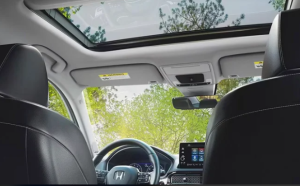The interior of a 2024 Honda Civic parked near some trees near Ontario, California