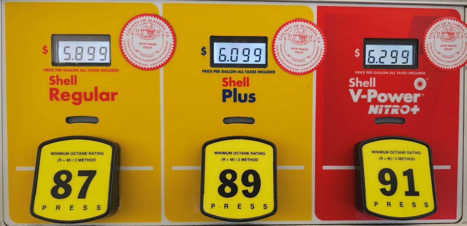 Picture of gas pump Fuel Grades