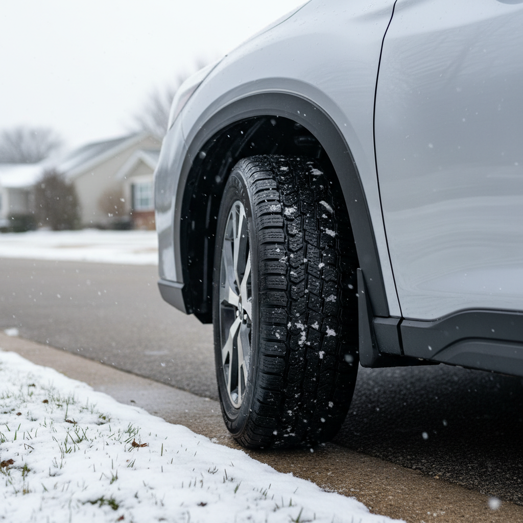 A 2021 Subaru Forester driving through the scenic roads of Sunset Hills, Missouri during a bright spring afternoon.