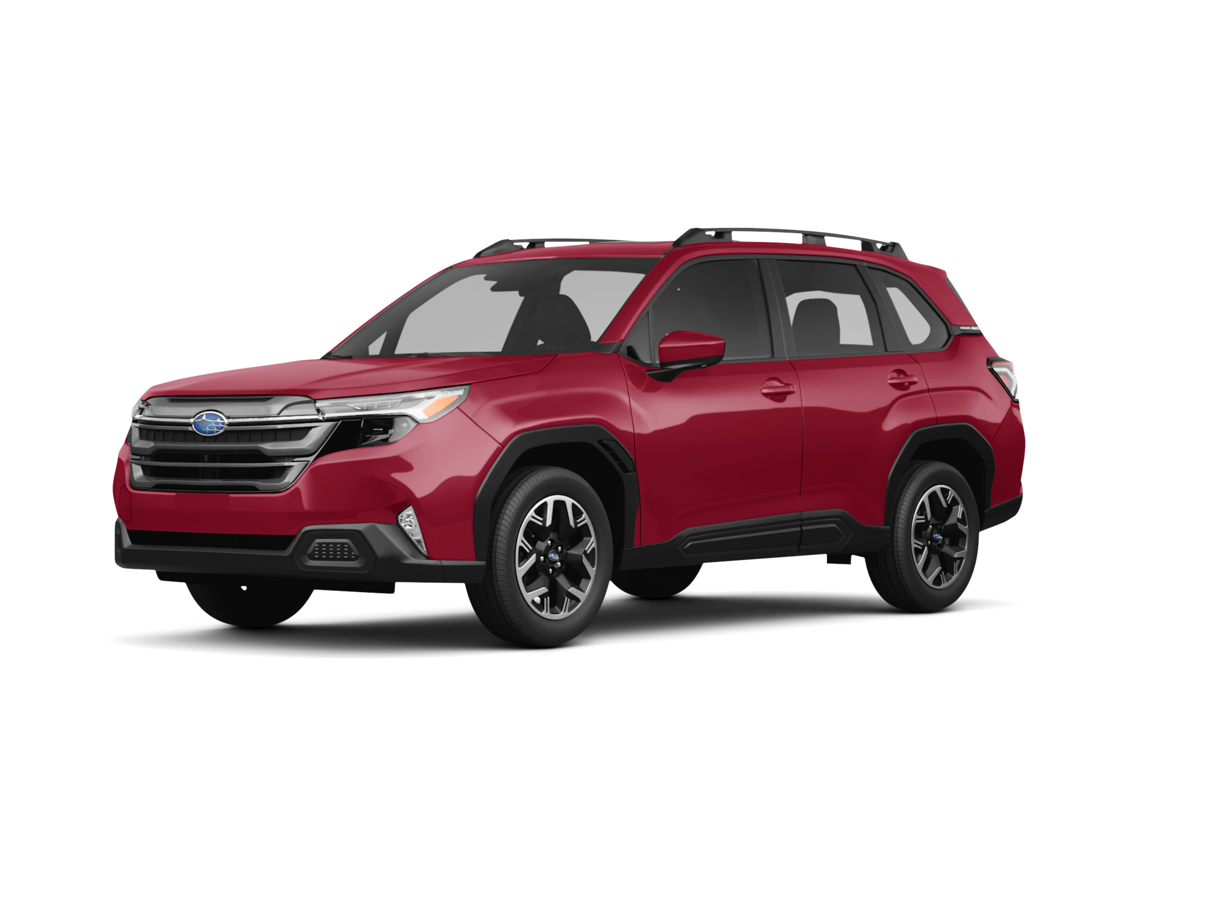 A black Subaru Forester Sport trim with distinctive orange exterior accents and dark metallic wheels.