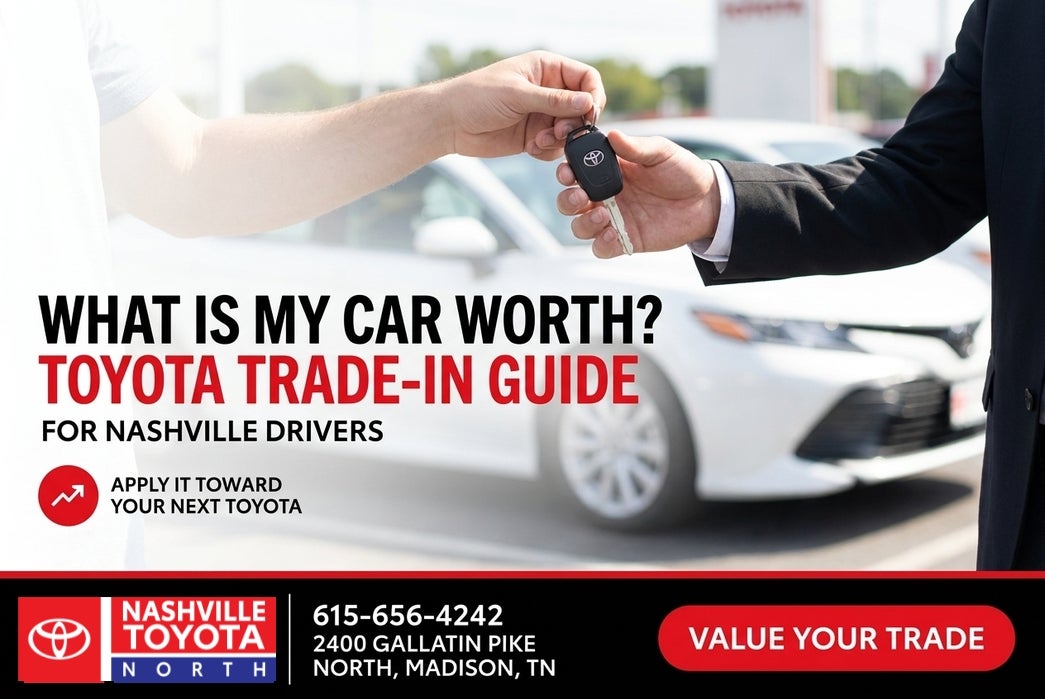 Toyota vehicle being appraised for trade-in value at a Nashville dealership
