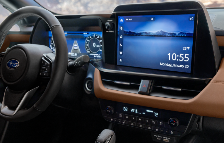 2026 Subaru Outback interior featuring large touchscreen infotainment system and digital driver display