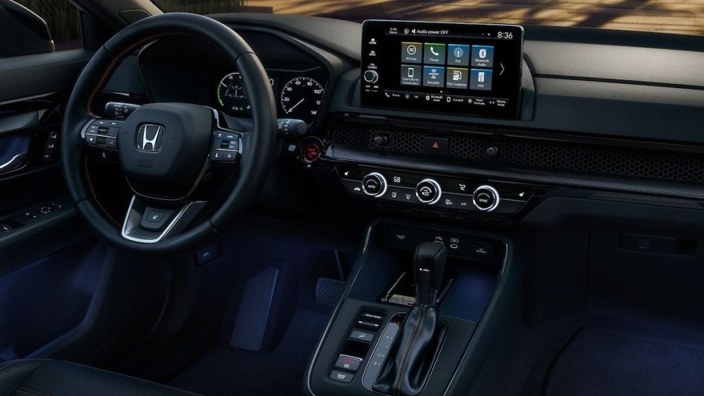 Interior front dash view inside a 2026 Honda CR-V. 