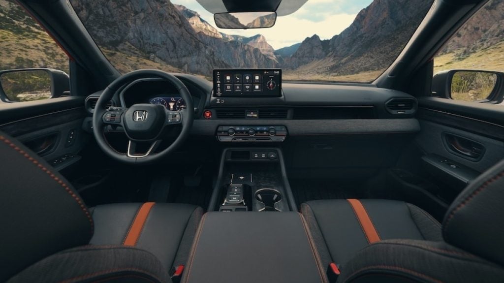Interior front dash tech view of the 2026 Honda Passport Trailsport.