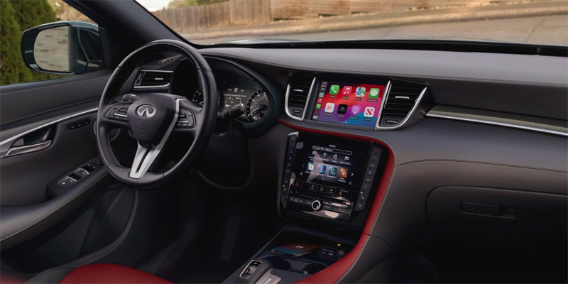 Front dashboard of the 2025 INFINITI XQ50 driving in Lexington, KY
