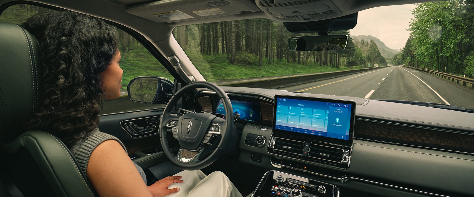 inside the Lincoln Navigator in Austin
