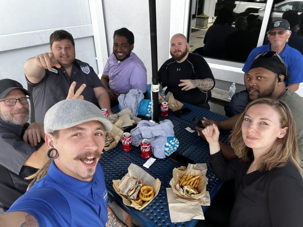 Employees enjoying lunch