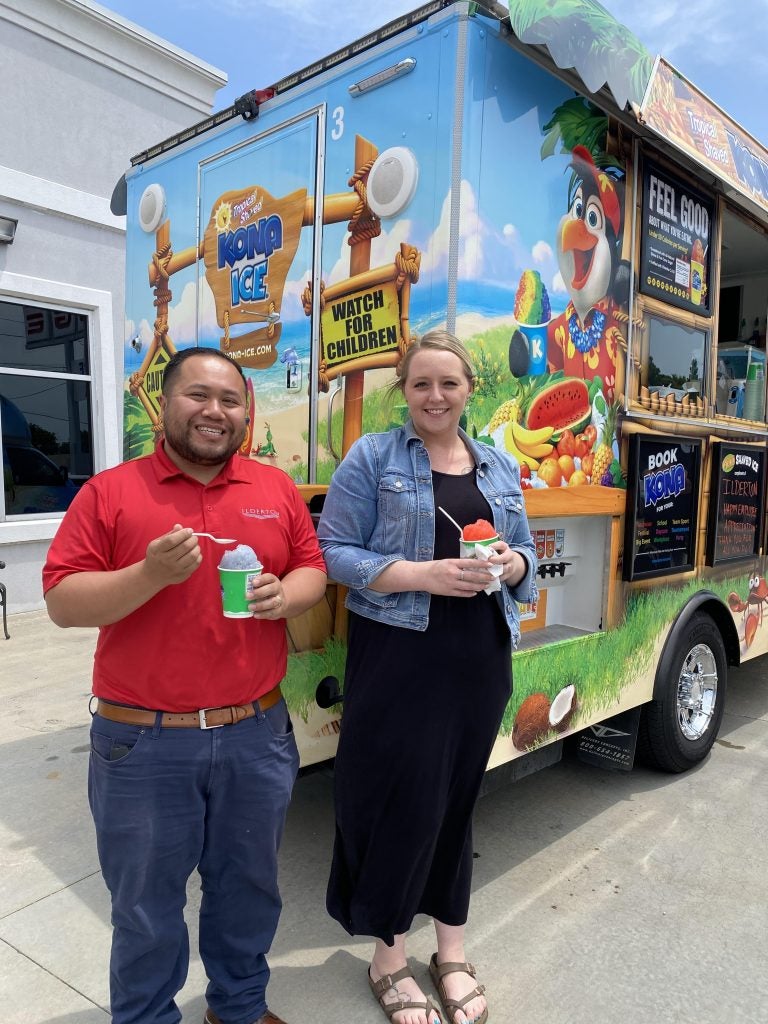 Employees enjoying Kona Ice