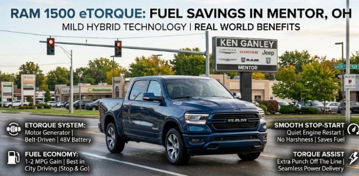 RAM 1500 eTorque with mild hybrid technology at Ken Ganley Chrysler Dodge Jeep Ram Mentor in Mentor, OH