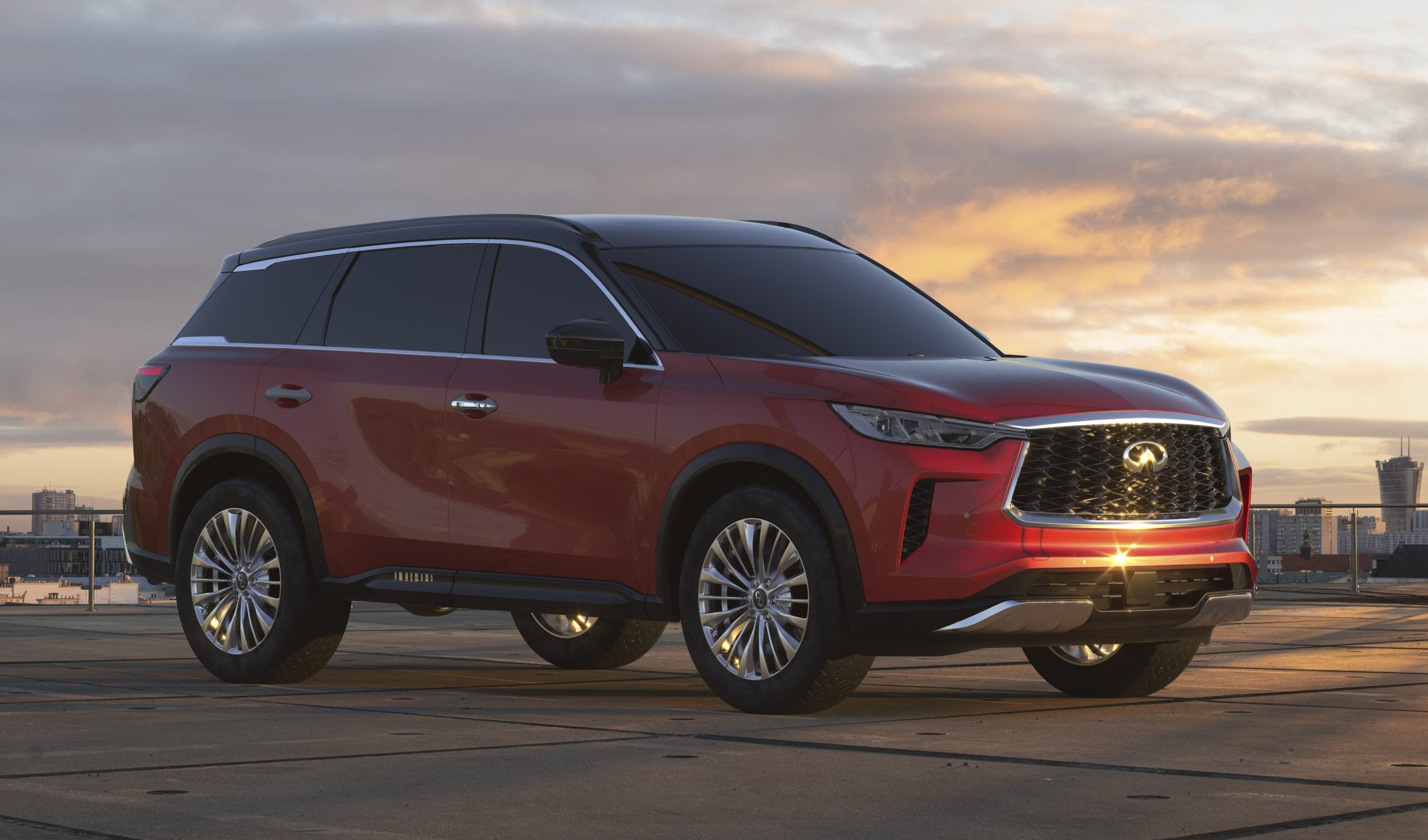 The modern silhouette of the Infiniti QX60 sports SUV