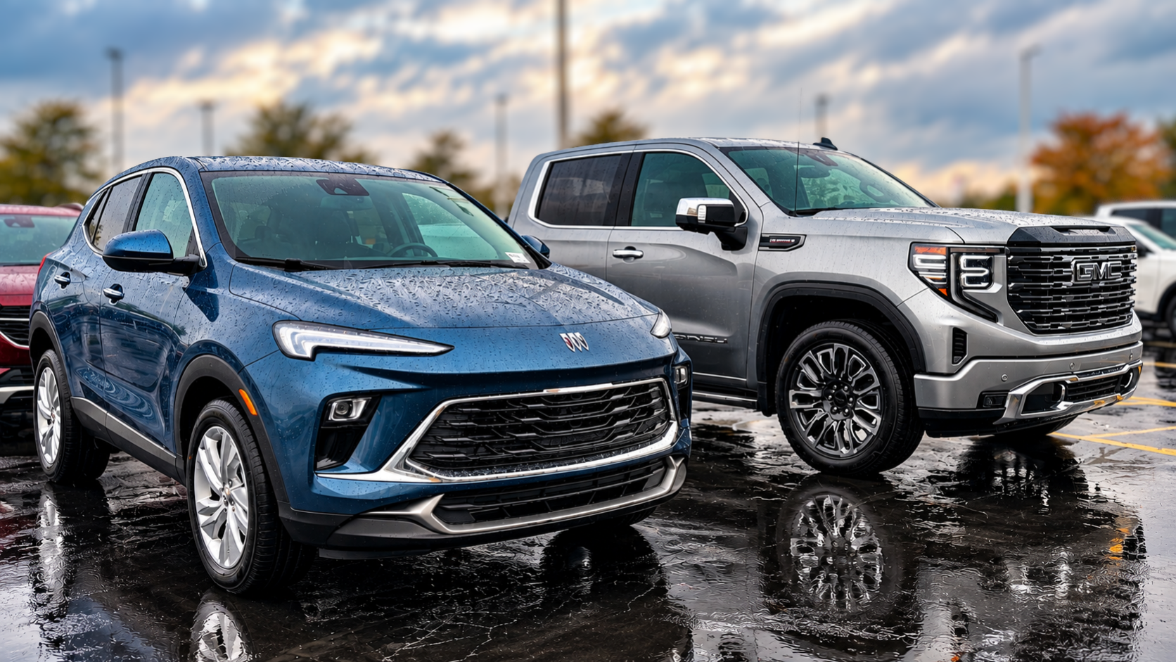 Buick SUV and GMC truck at Arnie Bauer Buick GMC IN Matteson, IL, representing AWD options for Chicagoland drivers.