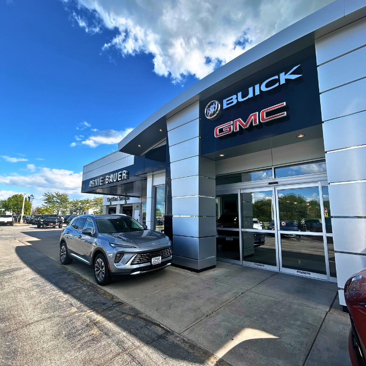 The Arnie Bauer Buick GMC showroom entrance in Matteson, IL