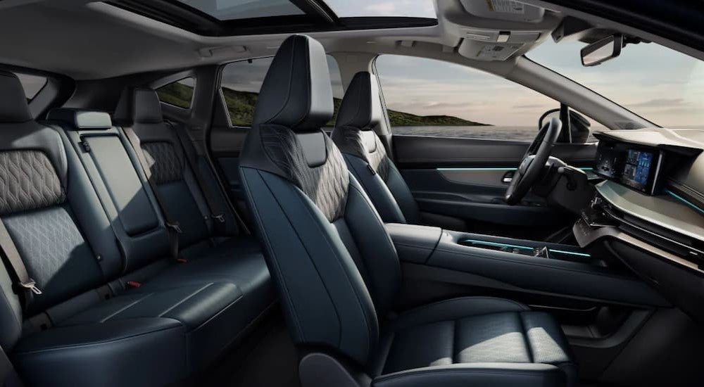The black and blue interior in a 2025 Nissan Murano for sale.