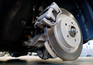 A brake pad being serviced near Noblesville, Indiana