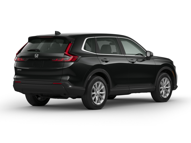 A black Honda CR-V parked in a white background