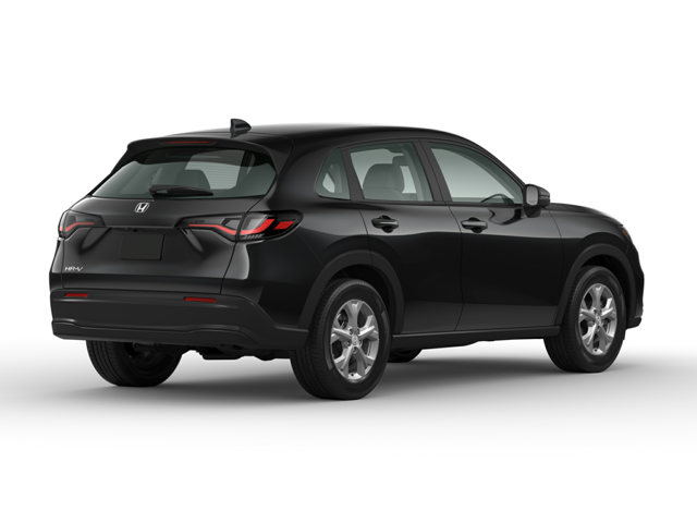 A black Honda HR-V in a white background