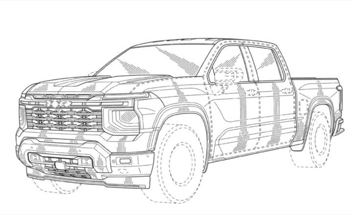 2027 Chevy Silverado line design from the USPTO.