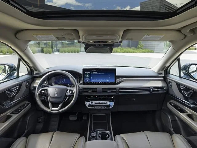 The dashboard of a Lincoln vehicle