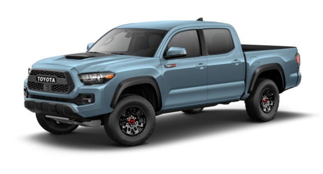 A front left quarter view of a Calvary Blue versions of the 2018 Tacoma