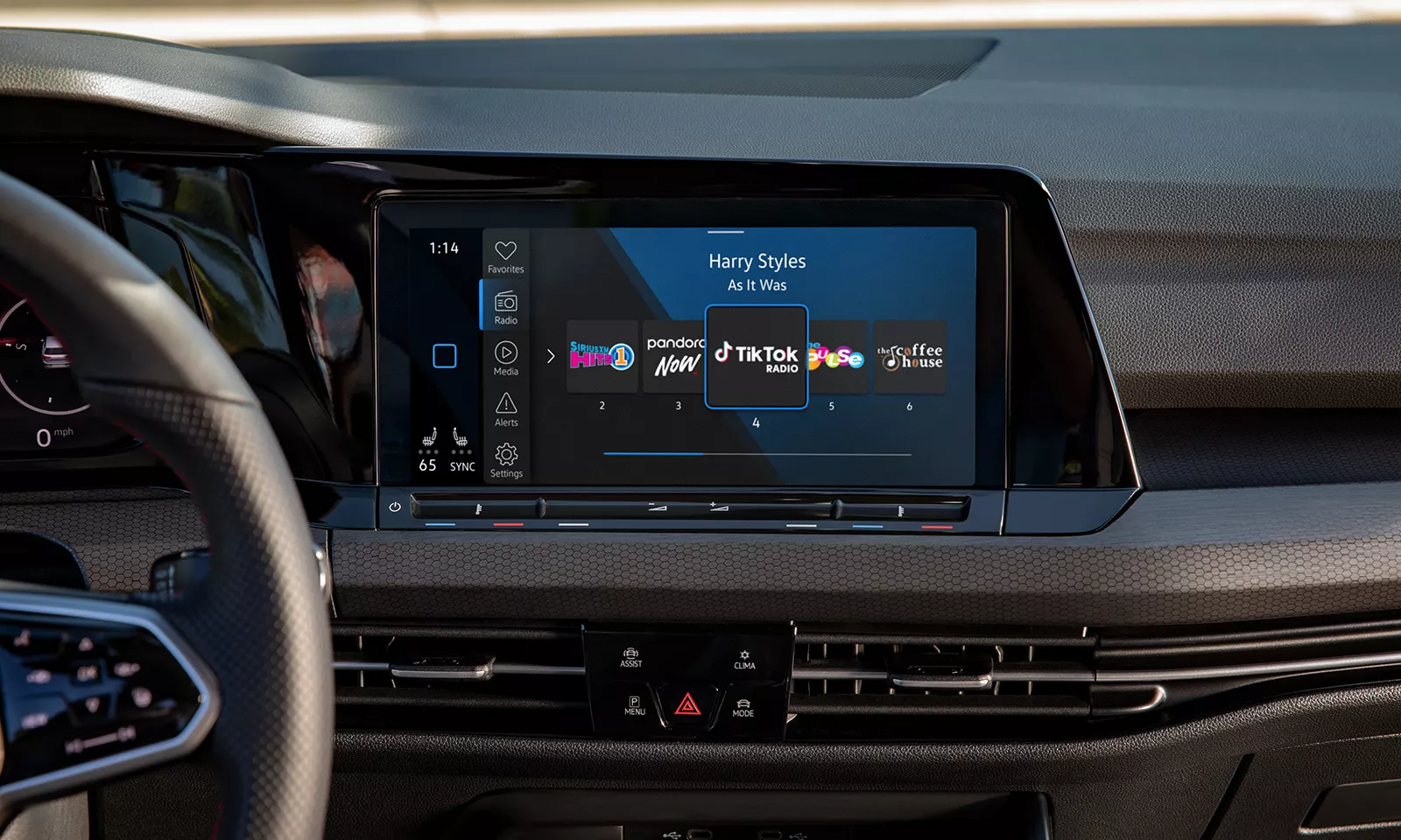 2023 VW Golf GTI Sirius XM showing available channels