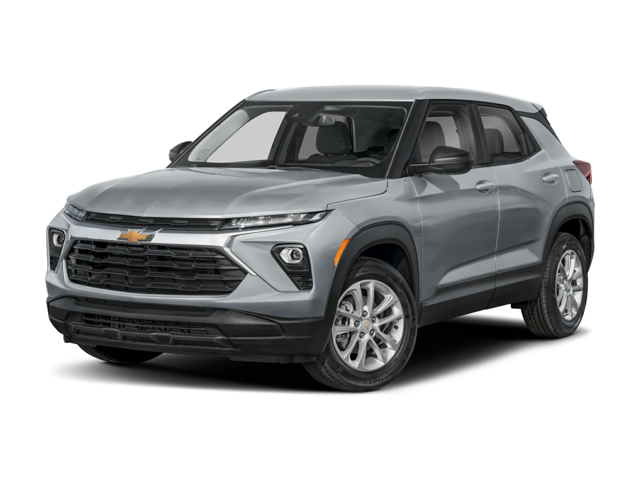 A silver Chevy Trailblazer in a white background