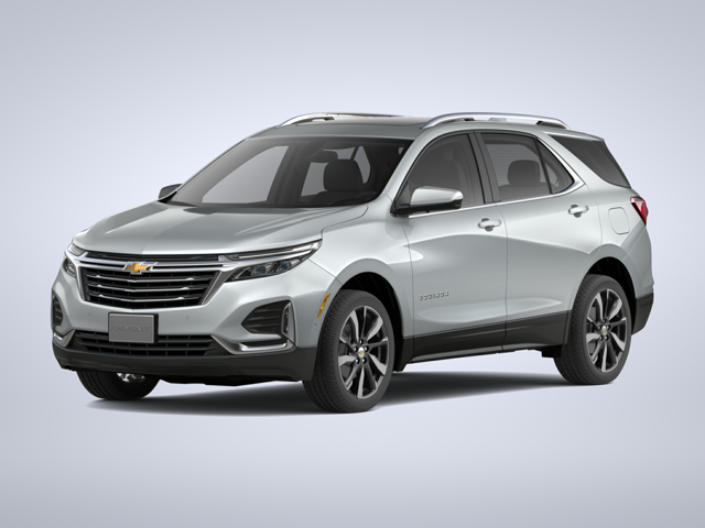 A silver Chevrolet Equinox in a white background