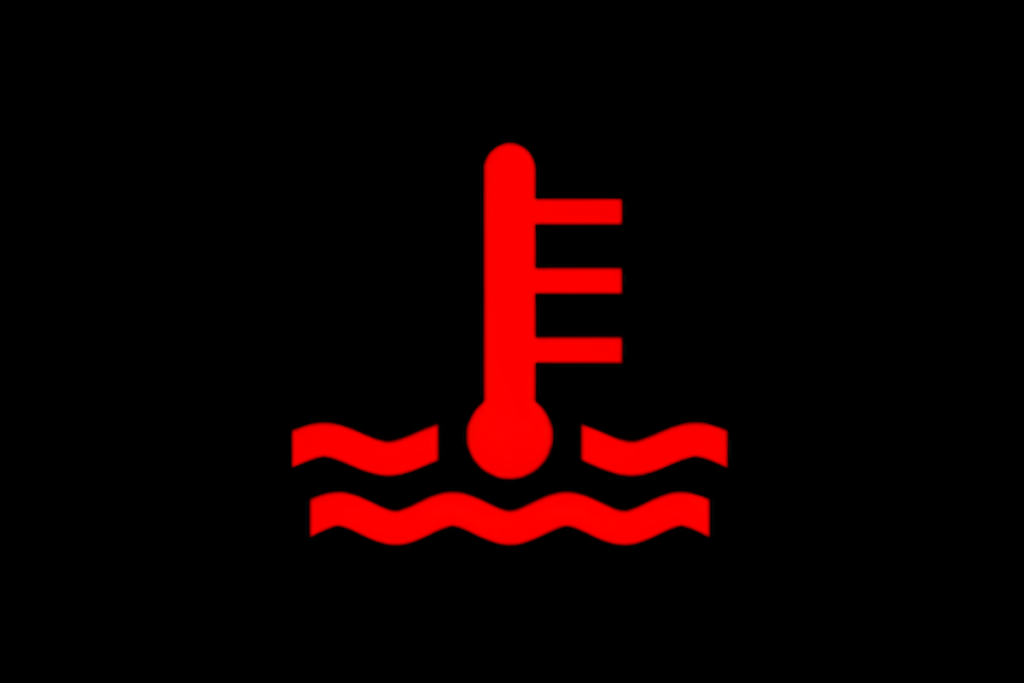 engine temperature warning light showing overheating