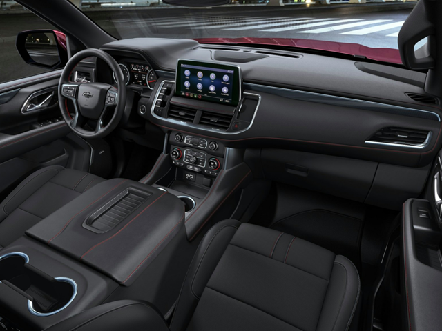 The front seats of a Chevy Tahoe