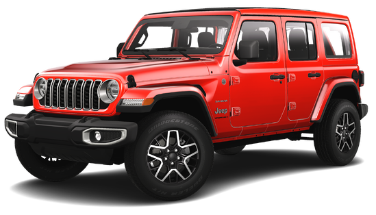 a red jeep wrangler with no background 