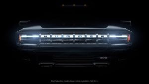 Front grill of a 2025 GMC Hummer EV. 