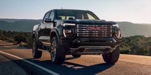 2025 GMC Canyon driving on a 2 lane freeway.
