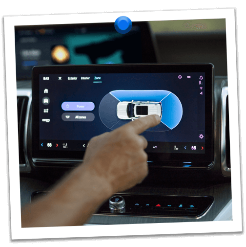 Person selecting the rear lighting zone on their in‑vehicle display